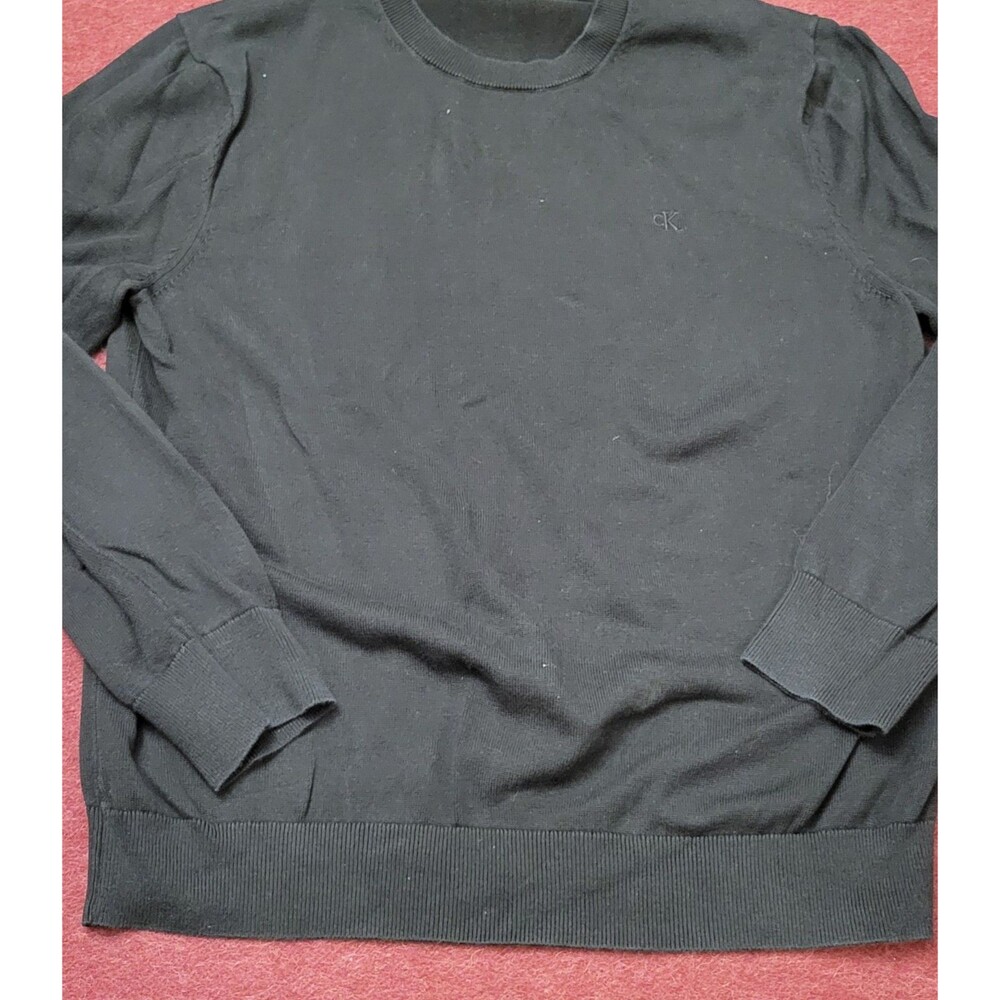 Men's Calvin Klein Black Crewneck Cotton Sweater Size Large Pullover